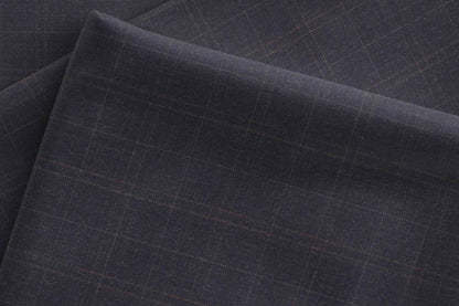 Super 130's Wool-Rich Poly Wool Suiting by Adlantino Italy Tudor – Navy Checks Micro Structure