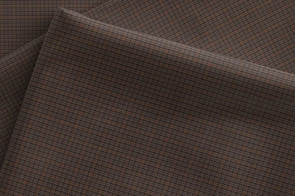 Super 90’s Adlantino Chocolate Micro-Check Poly Wool Suiting Fabric for Jodhpuris, Koti, Jackets, Suits & Pants.