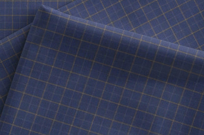 Ross Adlin Collection by Raymond Giza Rich Cotton – Royal Navy Ochre Micro Check