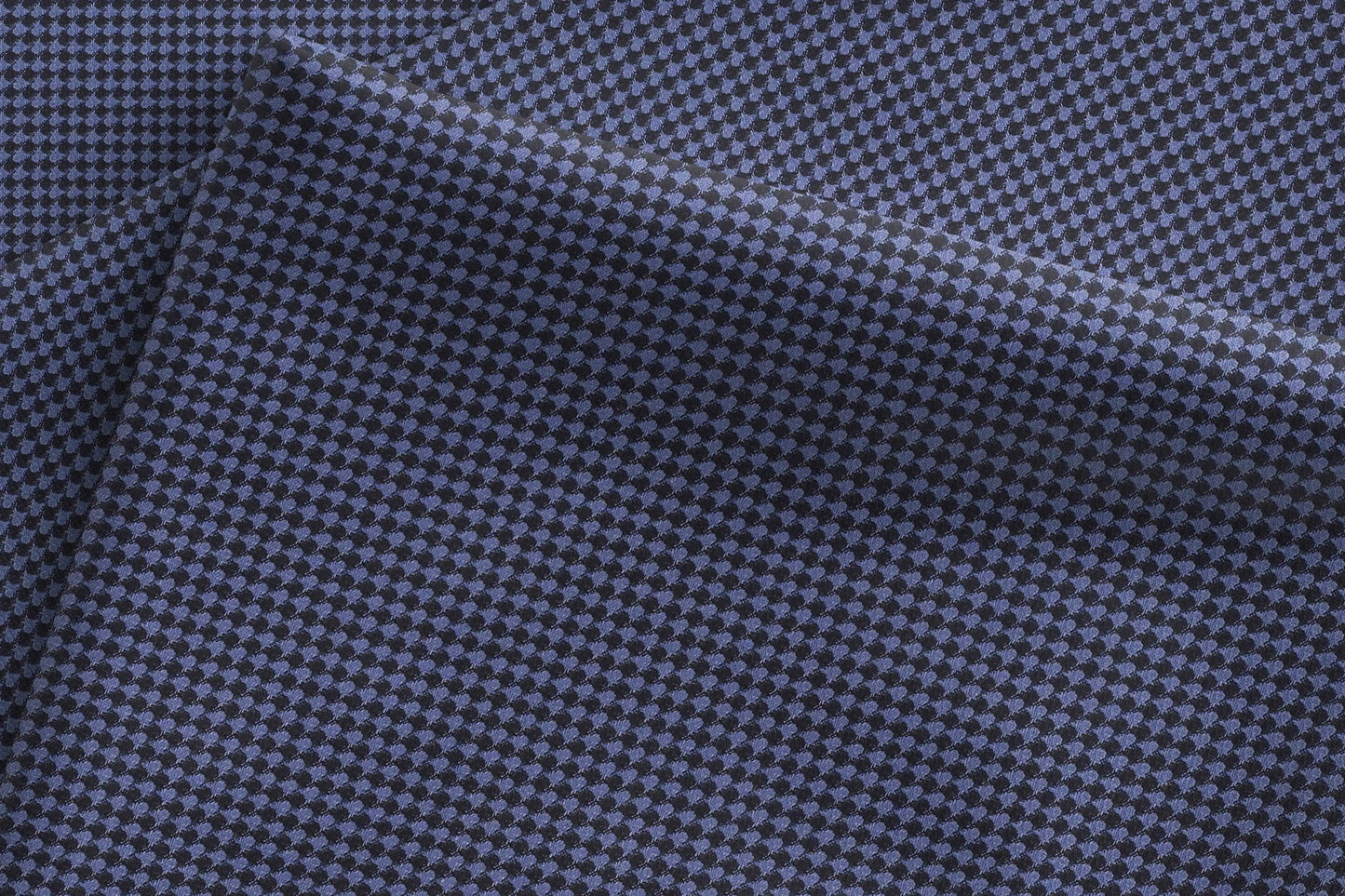 Super 90’s Extrafine Merino Wool Blended Suiting Fabric, Blue and Charcoal Houndstooth Micro-Check, Crafted by Adlantino England