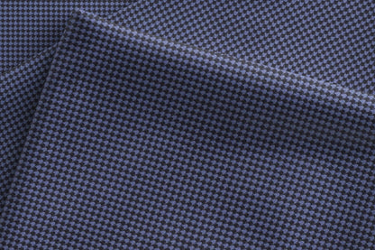 Super 90’s Extrafine Merino Wool Blended Suiting Fabric, Blue and Charcoal Houndstooth Micro-Check, Crafted by Adlantino England