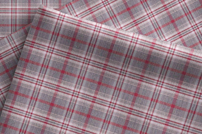 Grey and Wine Tartan Giza Rich Cotton Shirting Fabric by Raymond Melange Retro Adlin Collection
