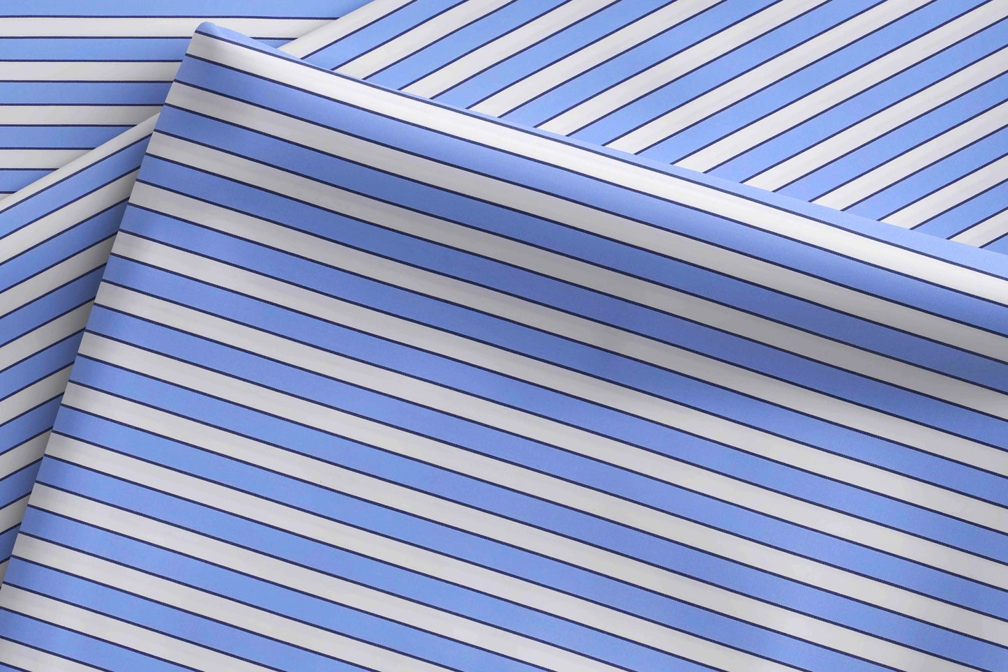 Super Ply 120’s Tessitura Monti India 100% Superfine Giza Cotton – Sky Blue Navy Fine Stripe