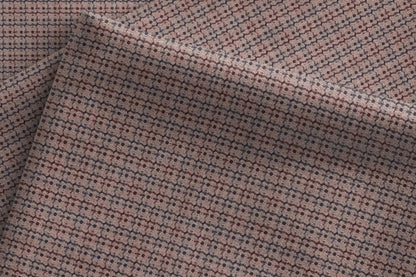 Super 90’s Extrafine Merino Wool Blended Suiting Fabric, Beige and Brown Multi-Grid Micro-Check, Crafted by Adlantino England