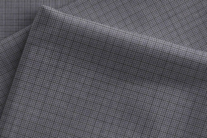 Celebs Poly-Wool Blend: 55% Extrafine Polyester, 45% Merino Wool in Graphite Grey Micro Checks Weave for Modern Menswear