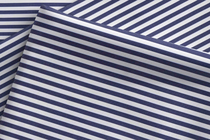 Super Ply 120’s Tessitura Monti India 100% Superfine Giza Cotton – Navy White Horizontal Stripe