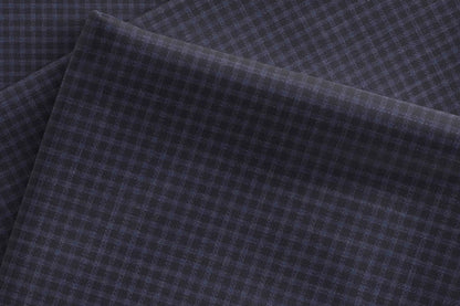 Super 90’s Extrafine Merino Wool Blended Suiting Fabric, Navy Blue Micro-Check, Crafted by Adlantino England