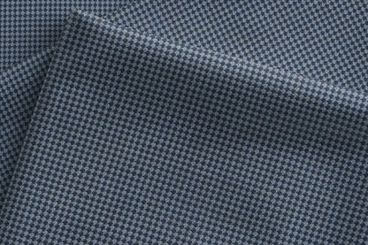 Super 90’s Extrafine Merino Wool Poly-Wool Micro Checks Suiting – Blue Adlantino England Collection